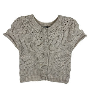 Lucky Brand Y2K Hand Knit Cap Sleeve Chunky Cropped Button Front Sweater S